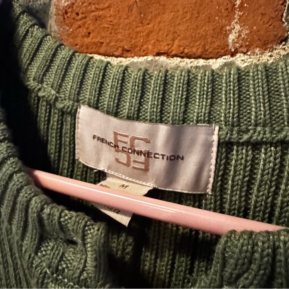 French Connection Olive Ribbed Knit sweater Dress - Picture 7 of 13